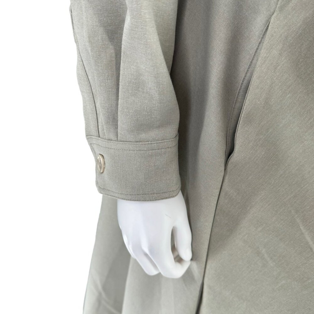 Tuckernuck NEW Sage Green Faux Leather Trim Collared Maxi Dress Size M - Picture 6 of 13